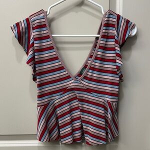 Wild Fable V-Neck Ruffle Sleeve Crop Top